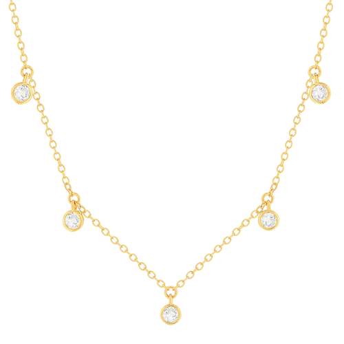 Collier plaqué or zirconias 45 cm