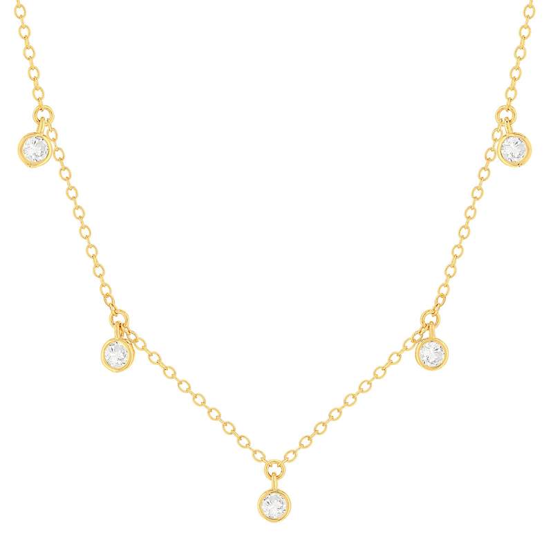 Collier plaqué or zirconias 45 cm - vue 1