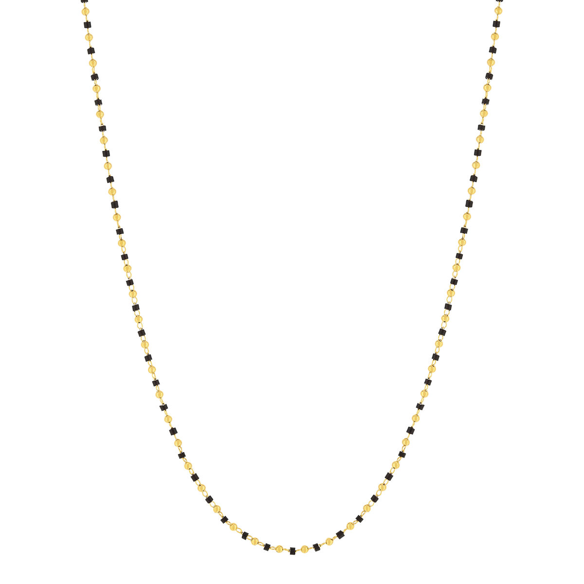 Collier plaqué or perles imitation noires 45 cm - vue 2