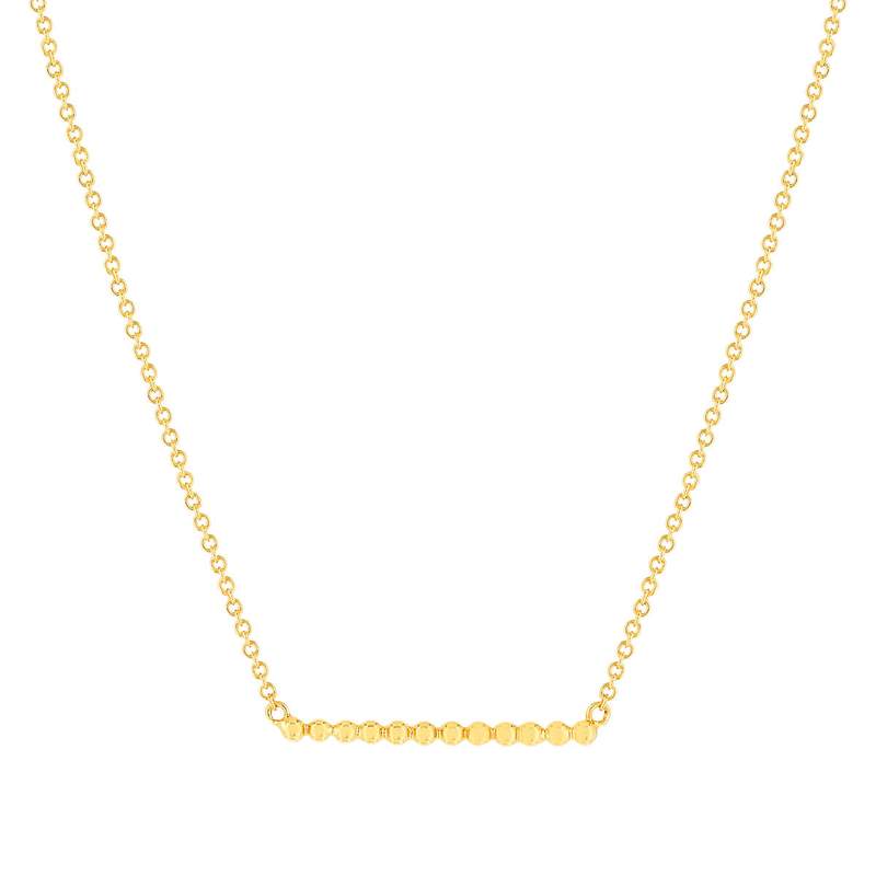 Collier plaqué or barre perlée 45 cm - vue 1