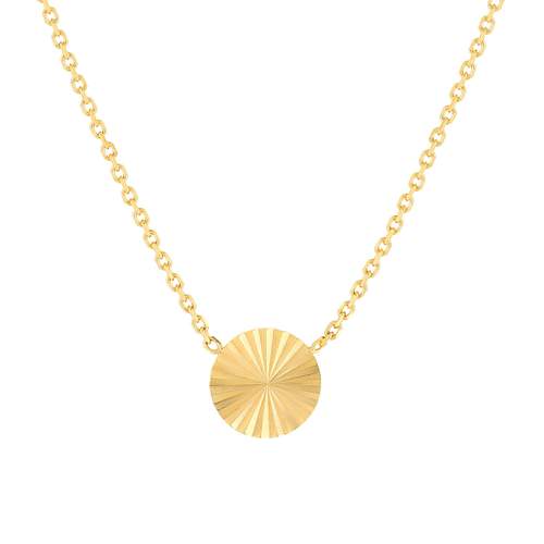Collier plaqué or soleil strié 45 cm