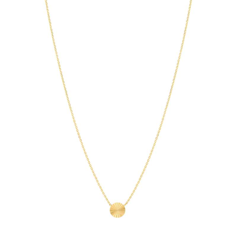 Collier plaqué or soleil strié 45 cm - vue 2
