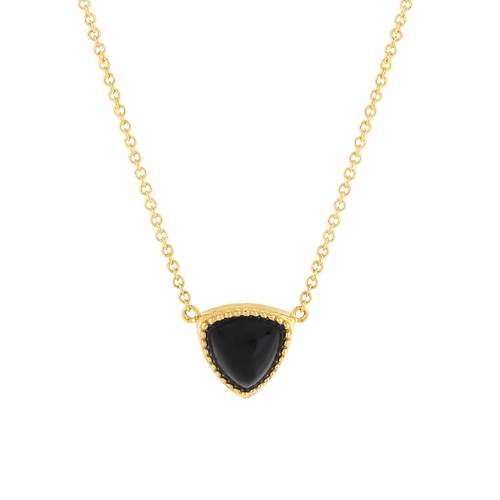 Collier plaqué or triangle onyx 45 cm