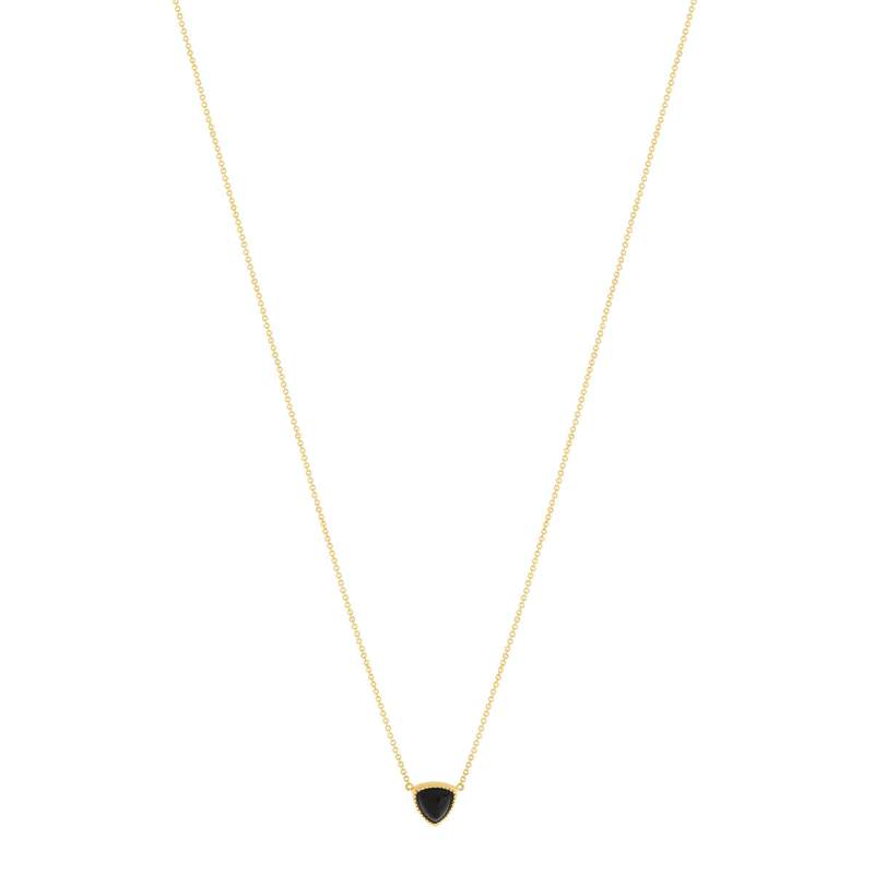 Collier plaqué or triangle onyx 45 cm - vue 2