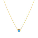 Collier plaqué or turquoise imitation 45 cm - vue 1