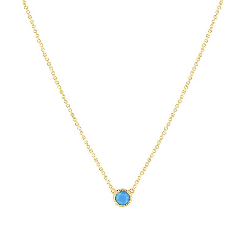 Collier plaqué or turquoise imitation 45 cm - vue 1
