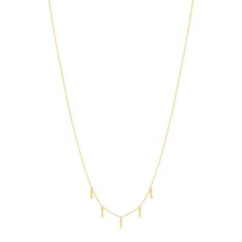 Vergulde ketting met rechthoekige, gehamerde hangers, 45 cm