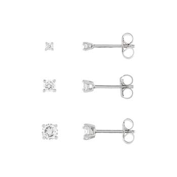 Lot de 3 paires de boucles d'oreilles argent 925 zirconias