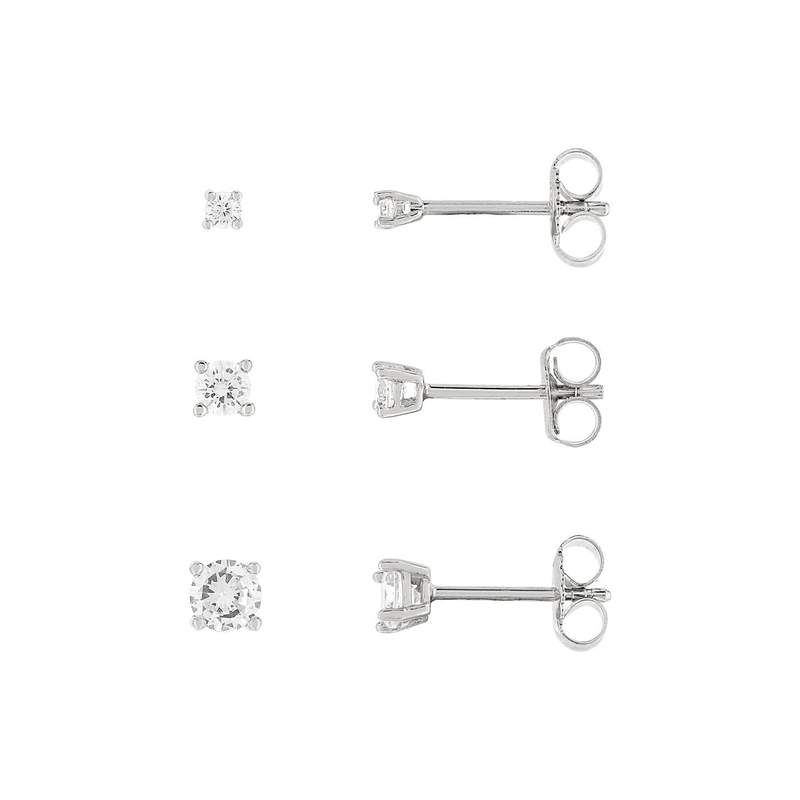 Lot de 3 paires de boucles d'oreilles argent 925 zirconias - vue 1