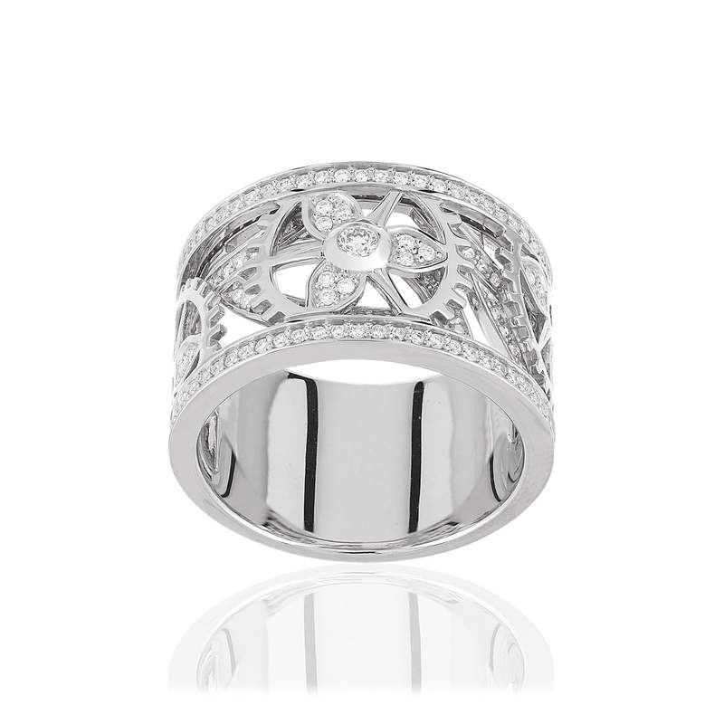 Bague Vesontio or blanc 750 diamants - vue 1