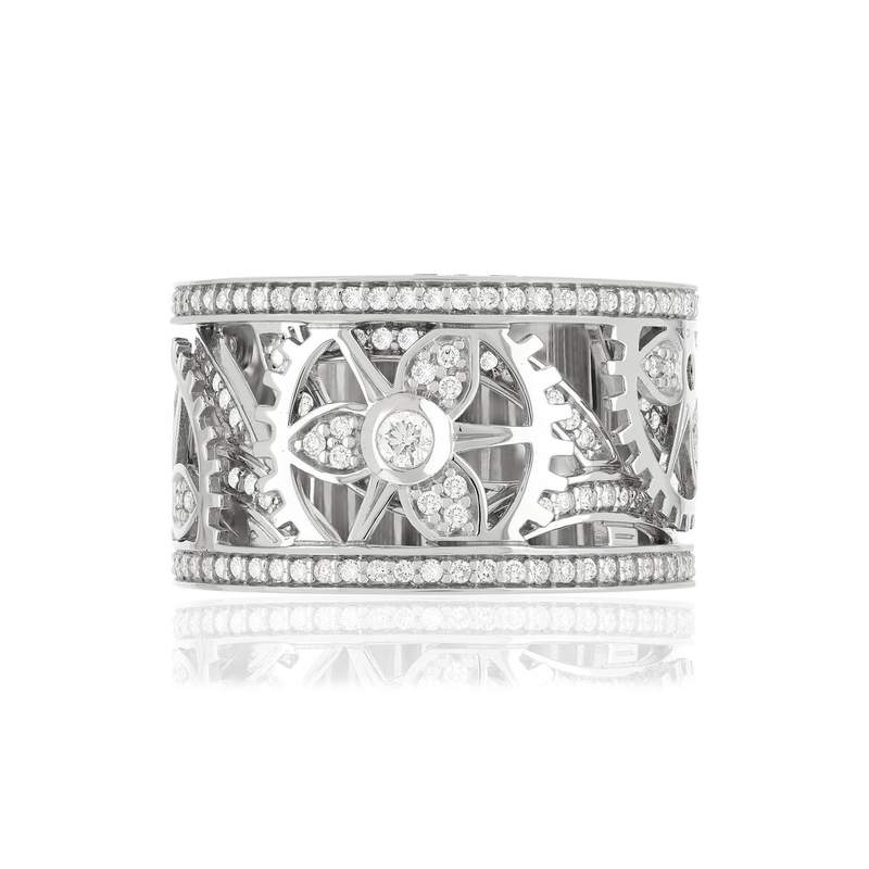 Bague Vesontio or blanc 750 diamants - vue 3