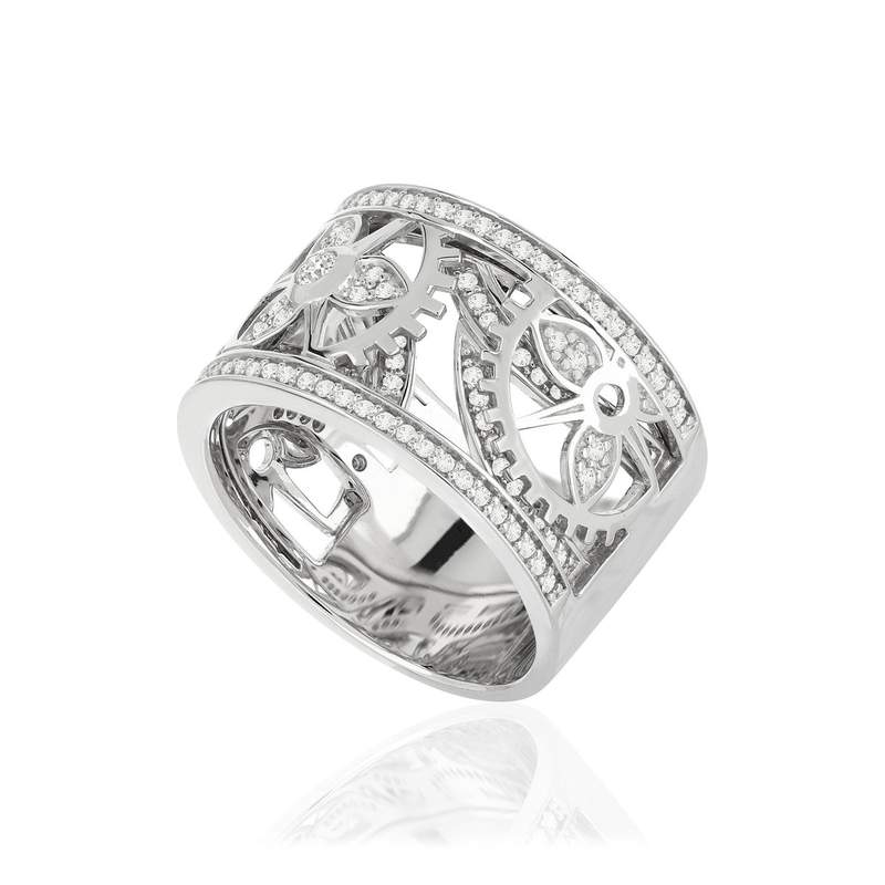 Bague Vesontio or blanc 750 diamants - vue D1