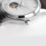 Montre homme coeur ouvert automatique acier bracelet cuir marron - vue D6