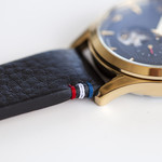 Men's watch open heart automatic gold-plated steel black leather strap - view D4