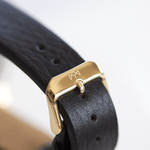 Men's watch open heart automatic gold-plated steel black leather strap - view D5