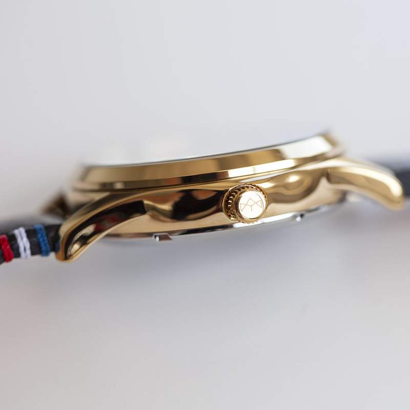 Montre homme coeur ouvert automatique acier doré bracelet cuir noir - vue D6