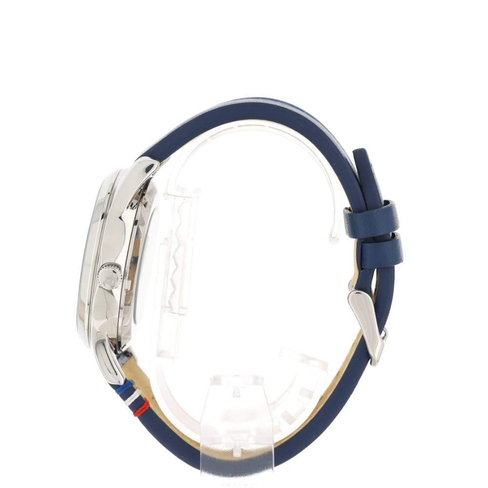 Montre homme squelette automatique acier bracelet cuir bleu - vue 7