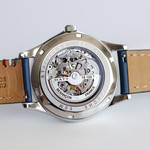 Montre homme squelette automatique acier bracelet cuir bleu - vue D2