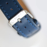 Montre homme squelette automatique acier bracelet cuir bleu - vue D5