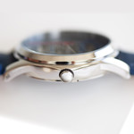 Montre homme squelette automatique acier bracelet cuir bleu - vue D6