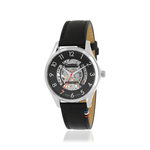 Montre homme squelette automatique acier bracelet cuir noir - vue 2