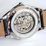 Montre homme squelette automatique acier bracelet cuir noir - vue D2