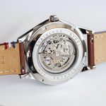 Montre homme squelette automatique acier bracelet cuir marron - vue D2