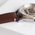 Montre homme squelette automatique acier bracelet cuir marron - vue D4