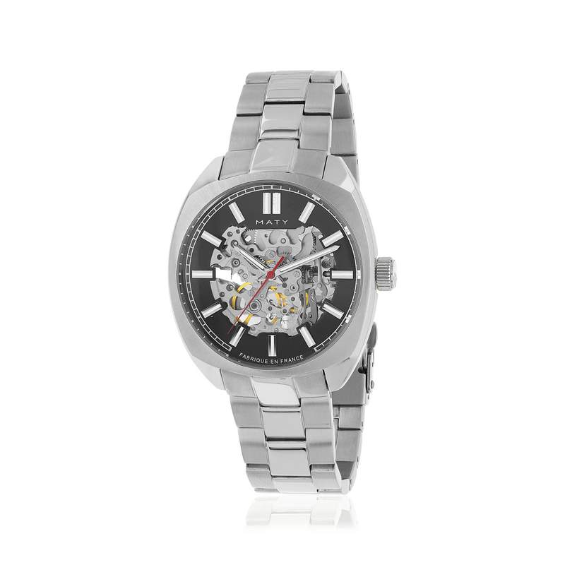 Montre homme squelette automatique acier bracelet acier - vue 2