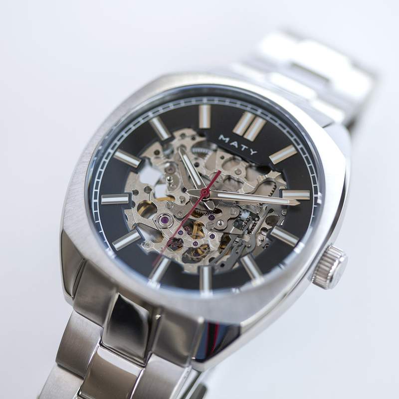 Montre homme squelette automatique acier bracelet acier - vue D3