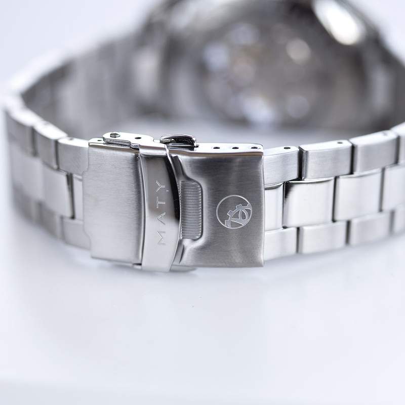 Montre homme squelette automatique acier bracelet acier - vue D7