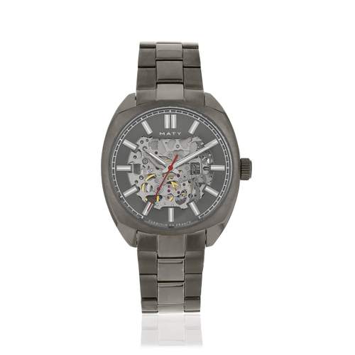 Montre homme squelette automatique acier bracelet acier