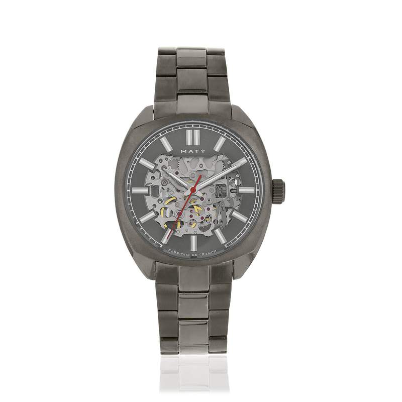 Montre homme squelette automatique acier bracelet acier - vue 1