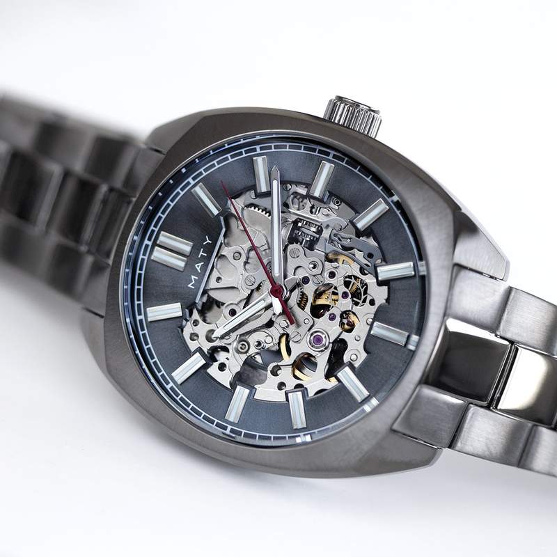 Montre homme squelette automatique acier bracelet acier - vue D3