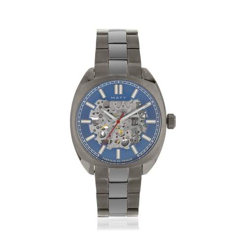 Montre homme squelette automatique acier bracelet acier