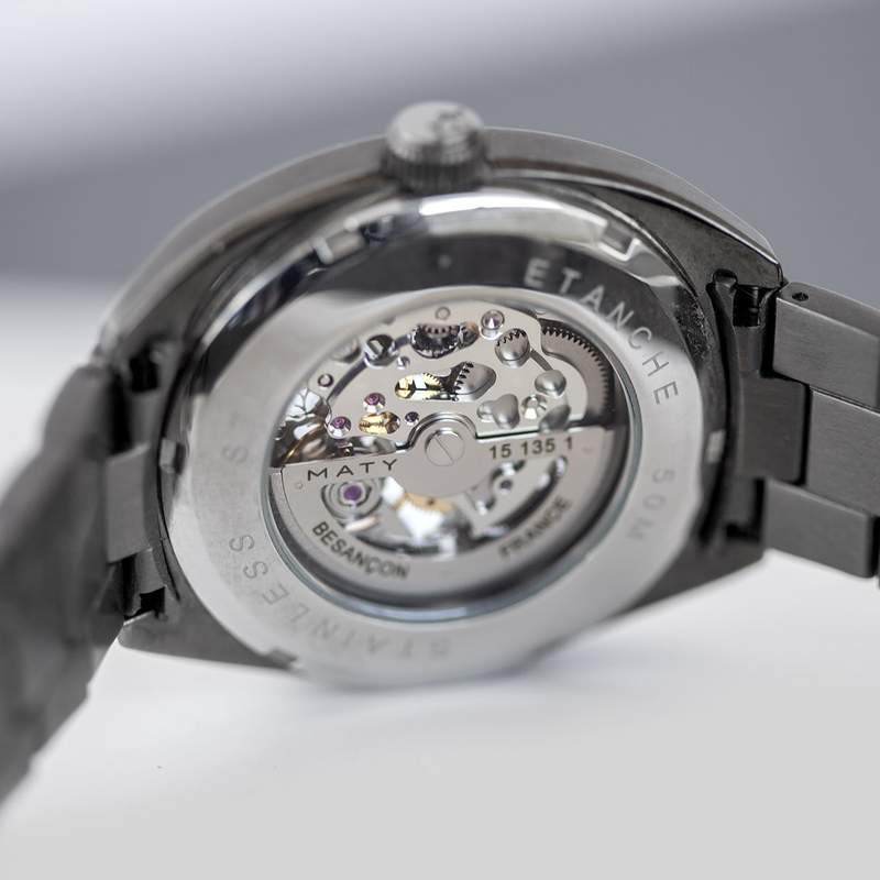 Montre homme squelette automatique acier bracelet acier - vue D2