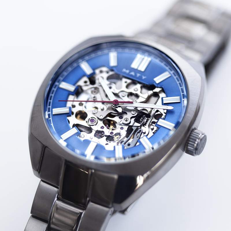 Montre homme squelette automatique acier bracelet acier - vue D3