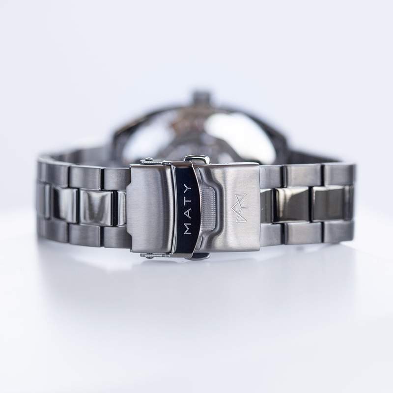 Montre homme squelette automatique acier bracelet acier - vue D7