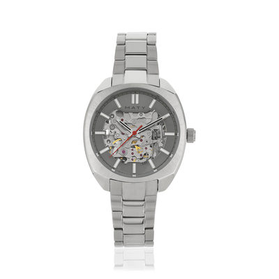 Montre mixte squelette automatique acier bracelet acier