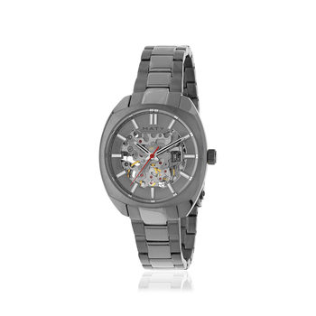 Montre mixte squelette automatique acier bracelet acier