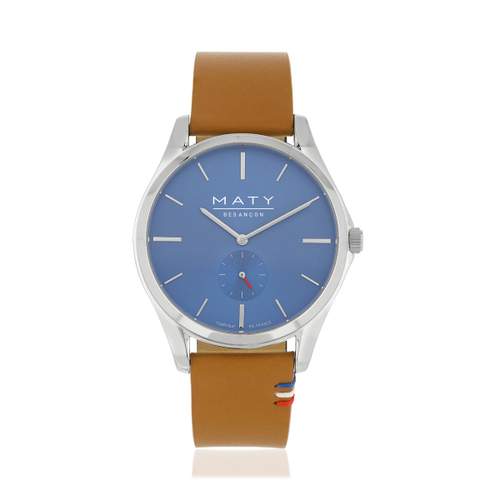 Montre homme acier bracelet cuir marron