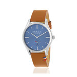 Montre homme acier bracelet cuir marron - vue D1