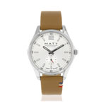 Montre homme acier bracelet cuir marron - vue 1