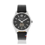 Montre homme acier bracelet cuir noir - vue 1