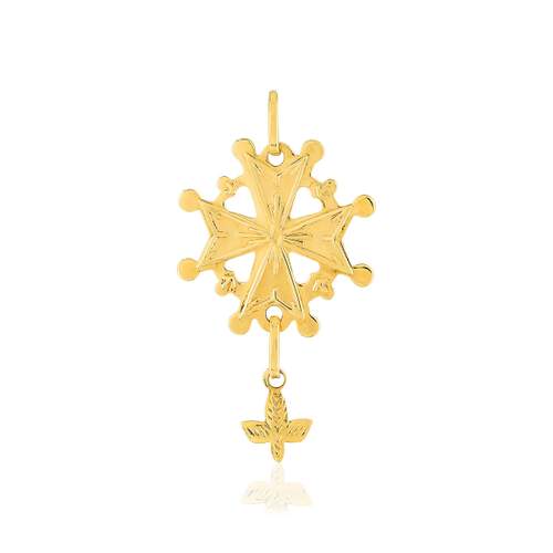 Pendentif croix huguenote or 375 jaune