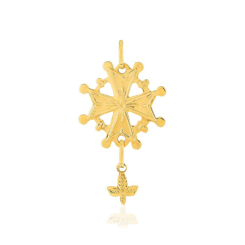 Pendentif croix huguenote or 375 jaune - vue 1