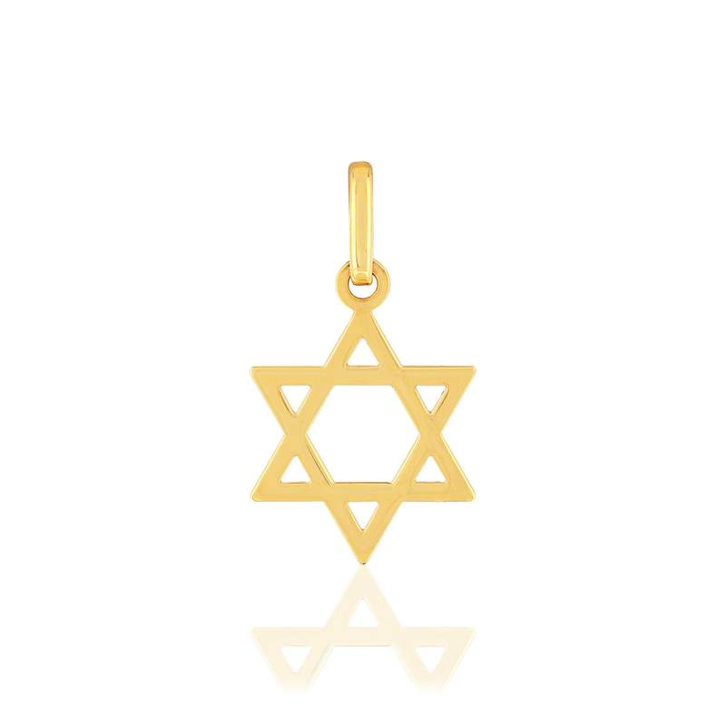 Pendentif étoile de david or jaune 375 - vue 1