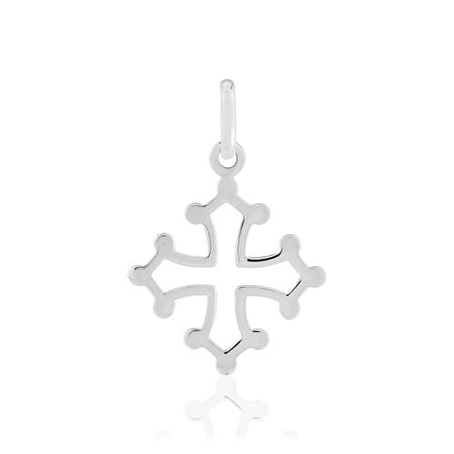 Pendentif Croix Occitane or blanc 375
