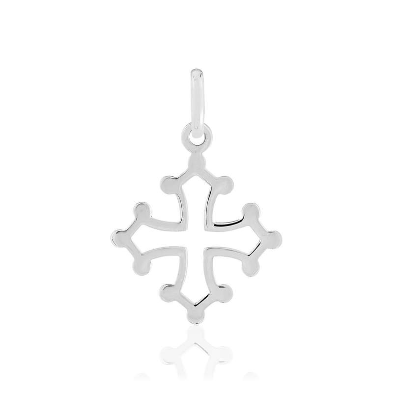 Pendentif Croix Occitane or blanc 375 - vue 1