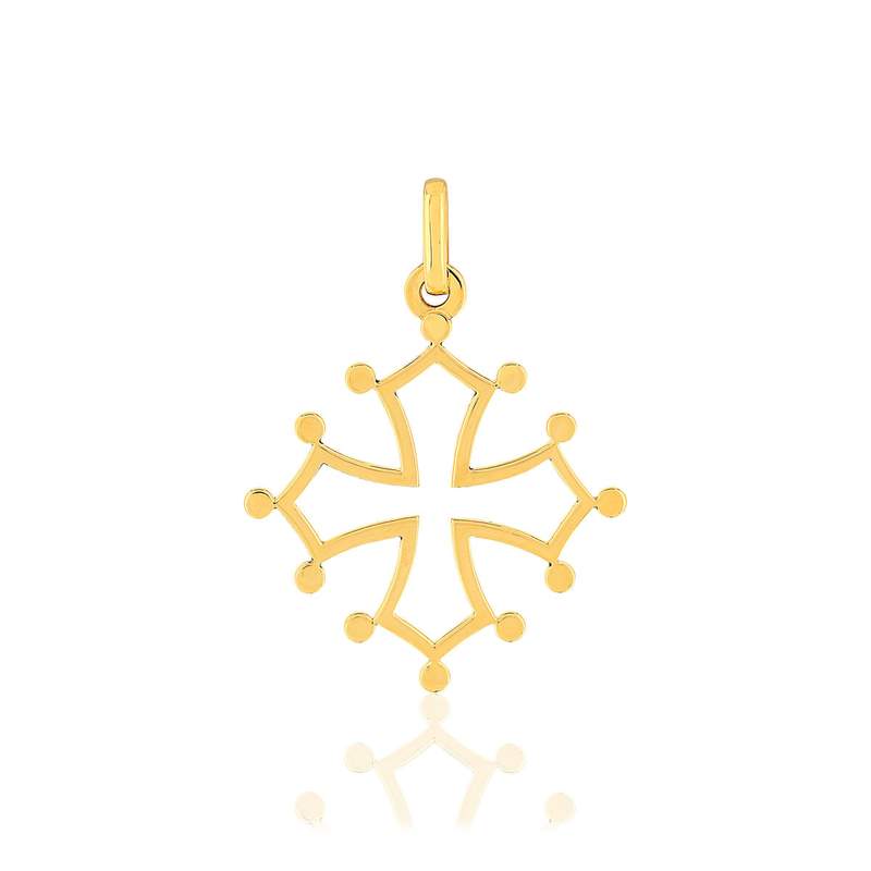 Pendentif croix Occitane or jaune 375 - vue 1
